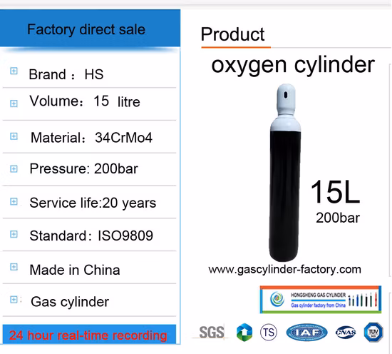 15L Seamless ISO Tped Steel Portable Helium Gas Cylinder