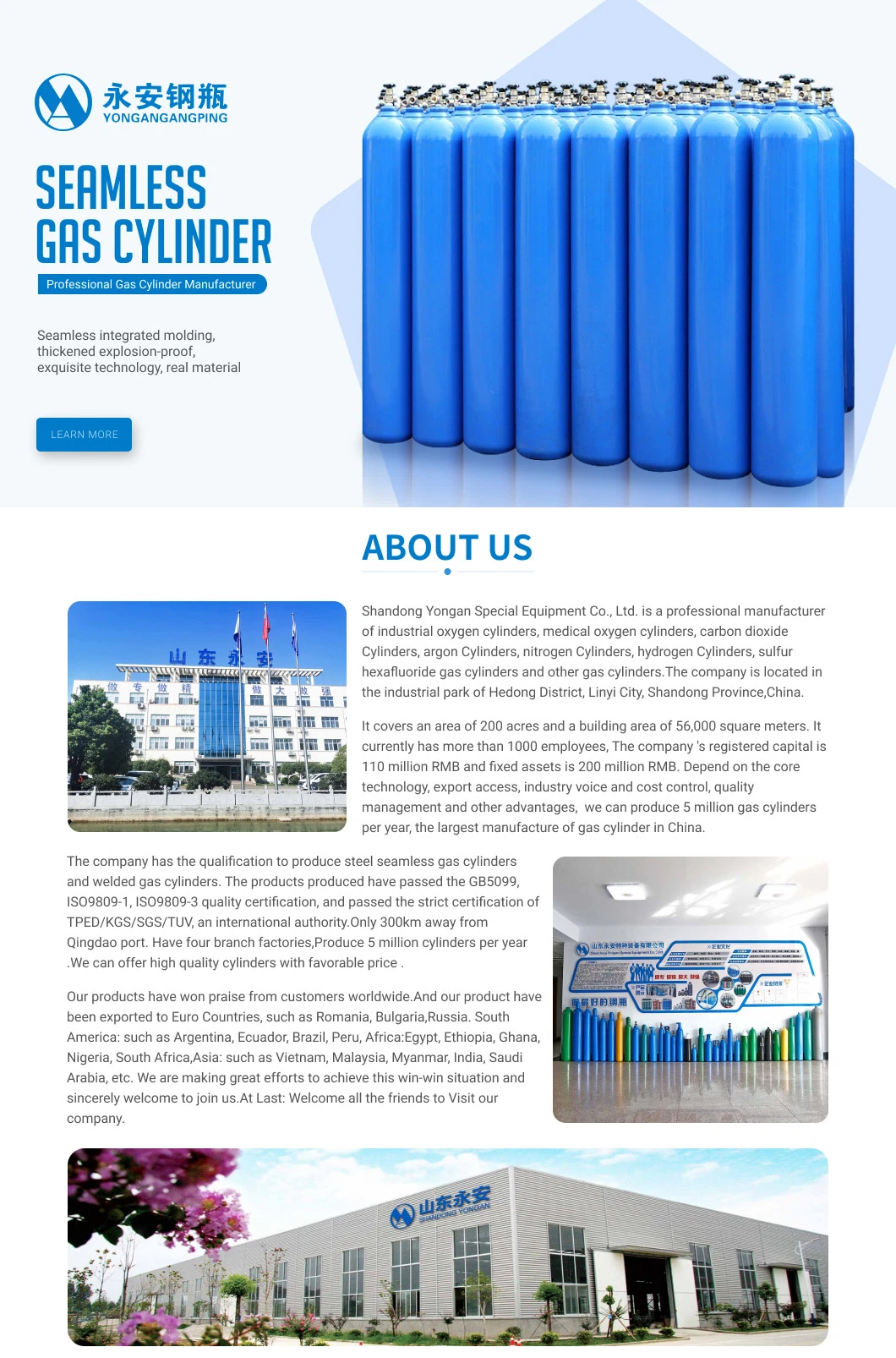 57L--160L ISO11439 Standard High Pressure CNG-1 Vehical Seamless Steel CNG Cylinder