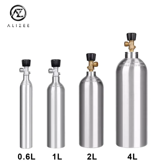 0.6L/1L/2L/4L Aluminum Carbon Dioxide CO2 Cylinder Tank W/ Pin Valve (Free Customize Size)